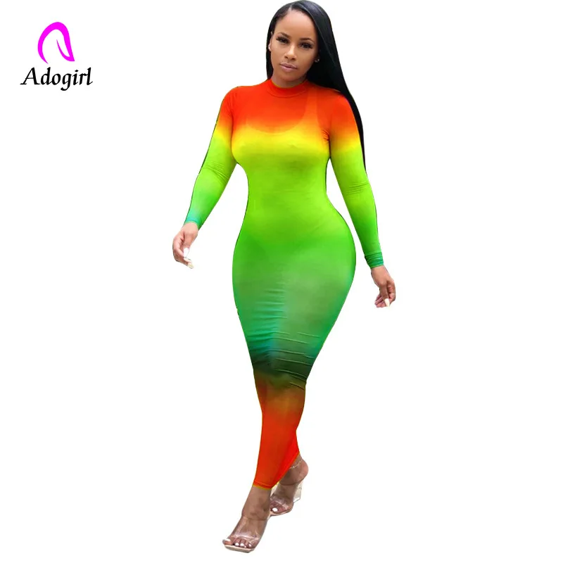 Платье Макси женское Сетчатое с длинным рукавом и высоким воротником|Женские