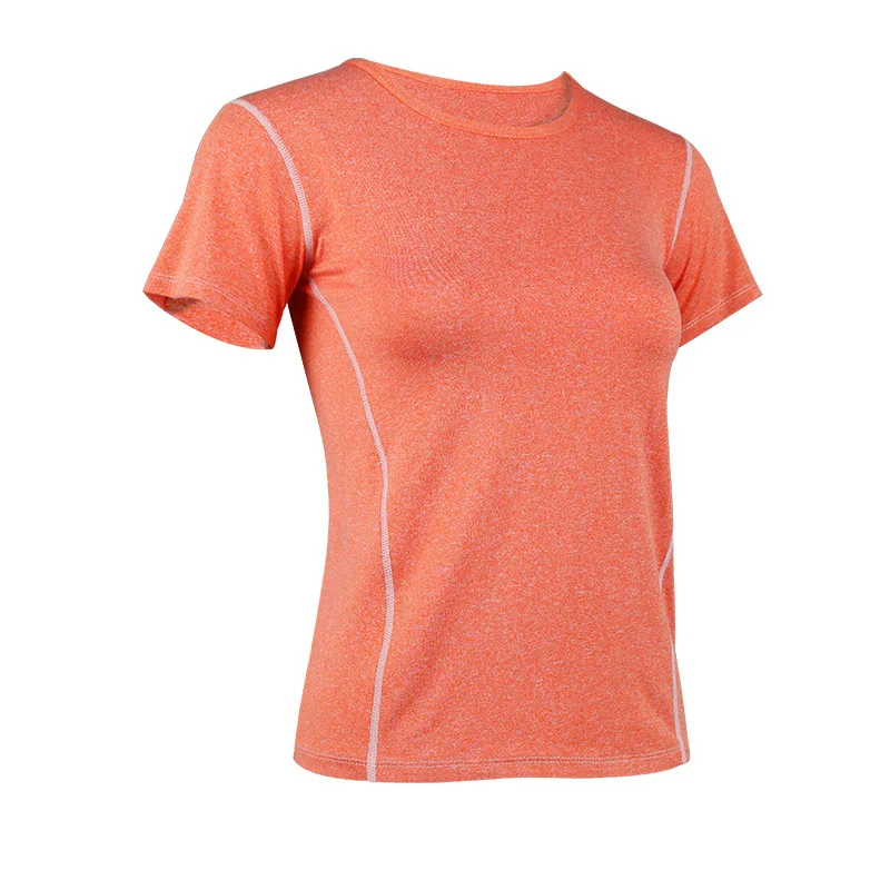 

2021 spring new professional yoga fitness sportswear ladies round neck tops are thin short sleeves