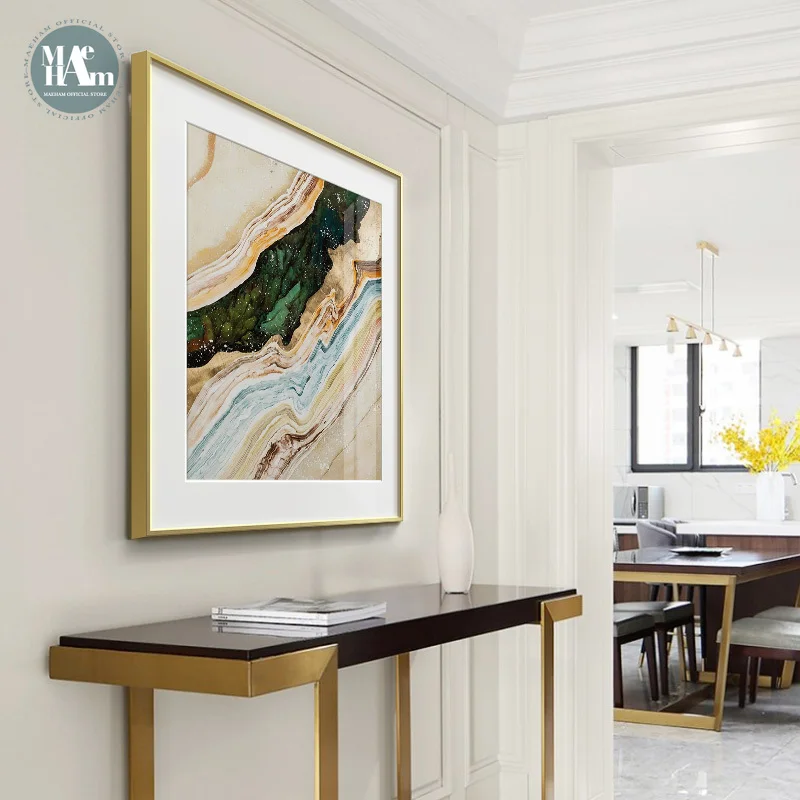 Maeham современная абстрактная мраморная текстура Золотой горный холст картина