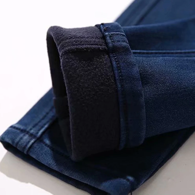 

Autumn Winter Warm Jeans For Woman High Waist Plus Size Fleece Jeans Pencil Denim Pants Women's Trousers Femal