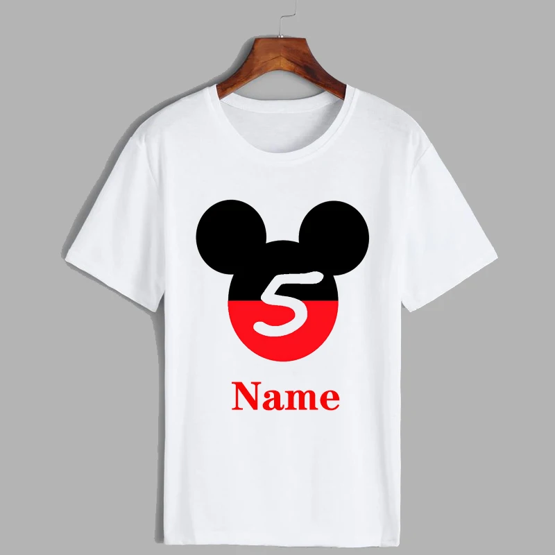 Хлопковая футболка для мальчиков и девочек с мультяшным принтом мыши номерами на