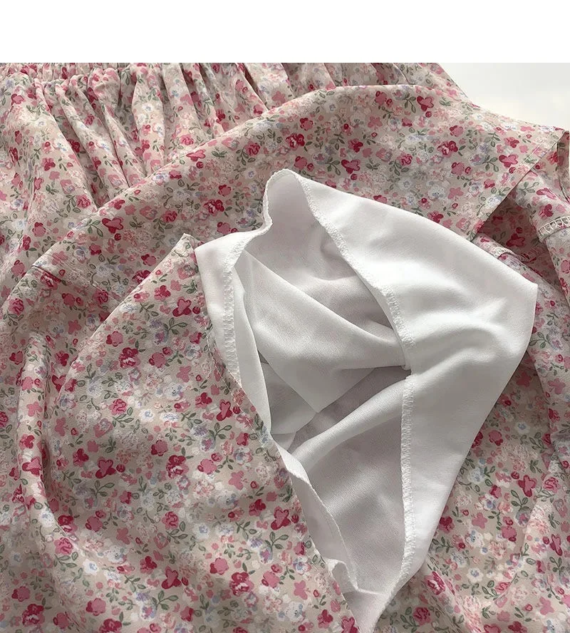 

Empire Skirts Women Retro Chic Fashion Soft Chiffon Summer Vacation Ladies Clothing 2021 New Popular Floral Korean Femme Skirt