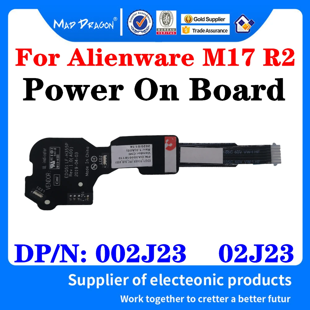 Новая Оригинальная Кнопка питания для игрового ноутбука Dell Alienware M17 R2 002J23 02J23