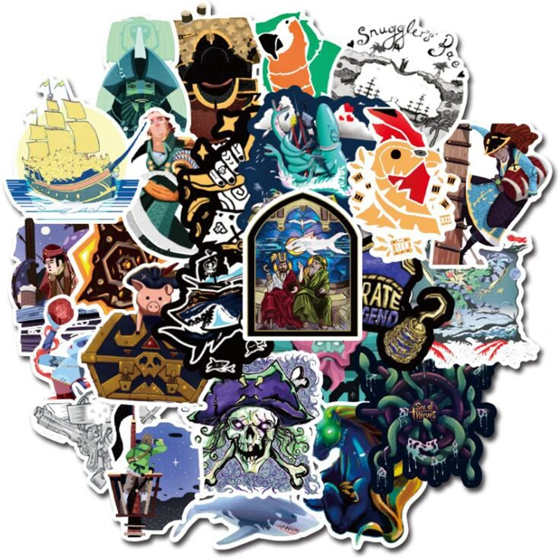 

50/100pcs Mysterious Rogue Pirate Ship Stickers Toys for Mobile Phone Laptop Suitcase Skateboard Scrapbooking Decal Stickers