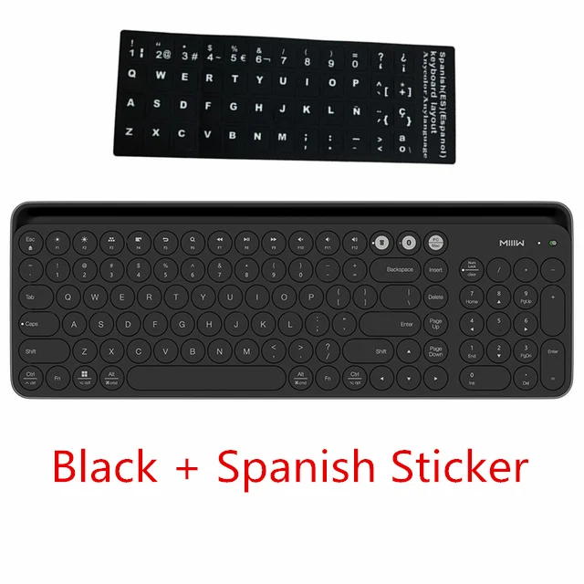 Black add Spanish Оригинальная Xiaomi Miiiw Bluetooth Двухрежимная клавиатура MWBK01 104 клавиш Беспроводная Bluetooth Мультисистема 2,4 ГГц портативная клавиатура - Цвет: Black add Spanish