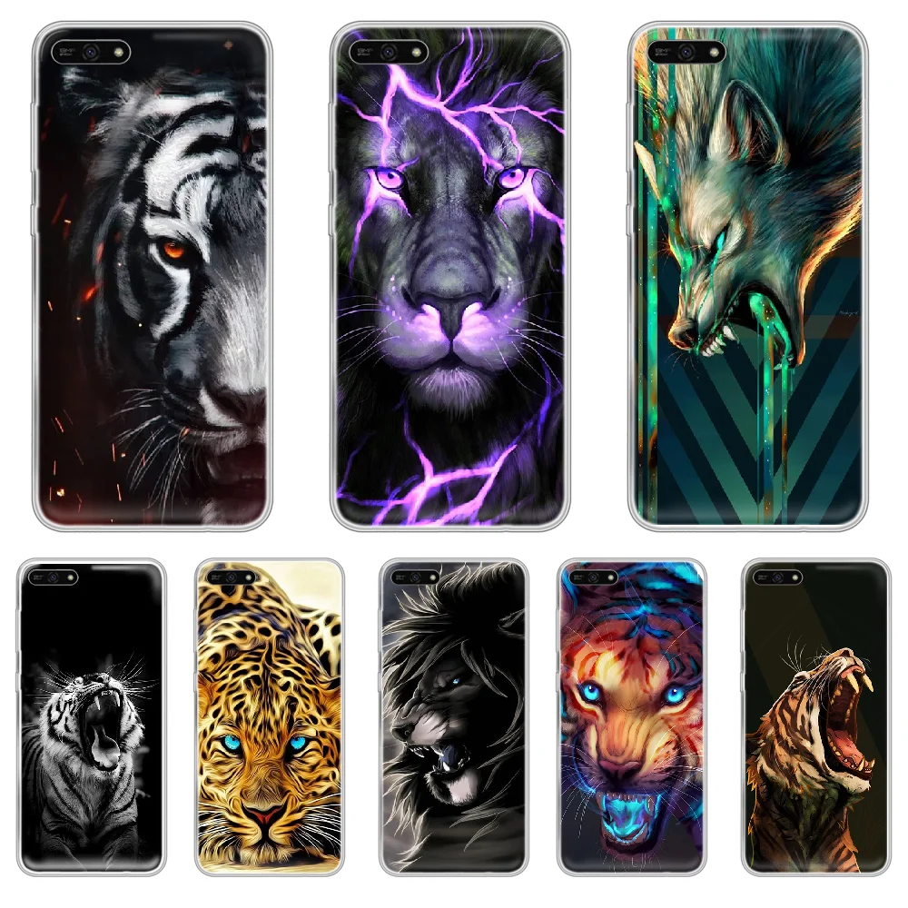 Классный чехол для телефона с головой тигра льва волка леопарда корпус HUAWEI honor mate