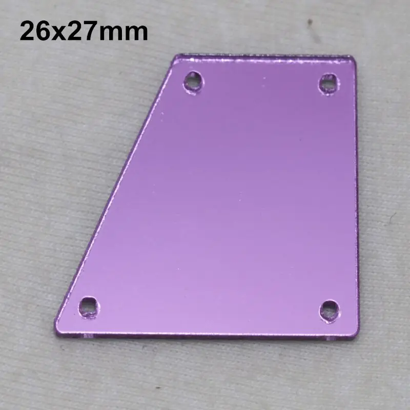 A25-26x27 Фиолетовое акриловое зеркало пришивные стразы DIY Flatback зеркальные акриловые пришивные стразы с отверстиями для шитья - Цвет: A25-26x27