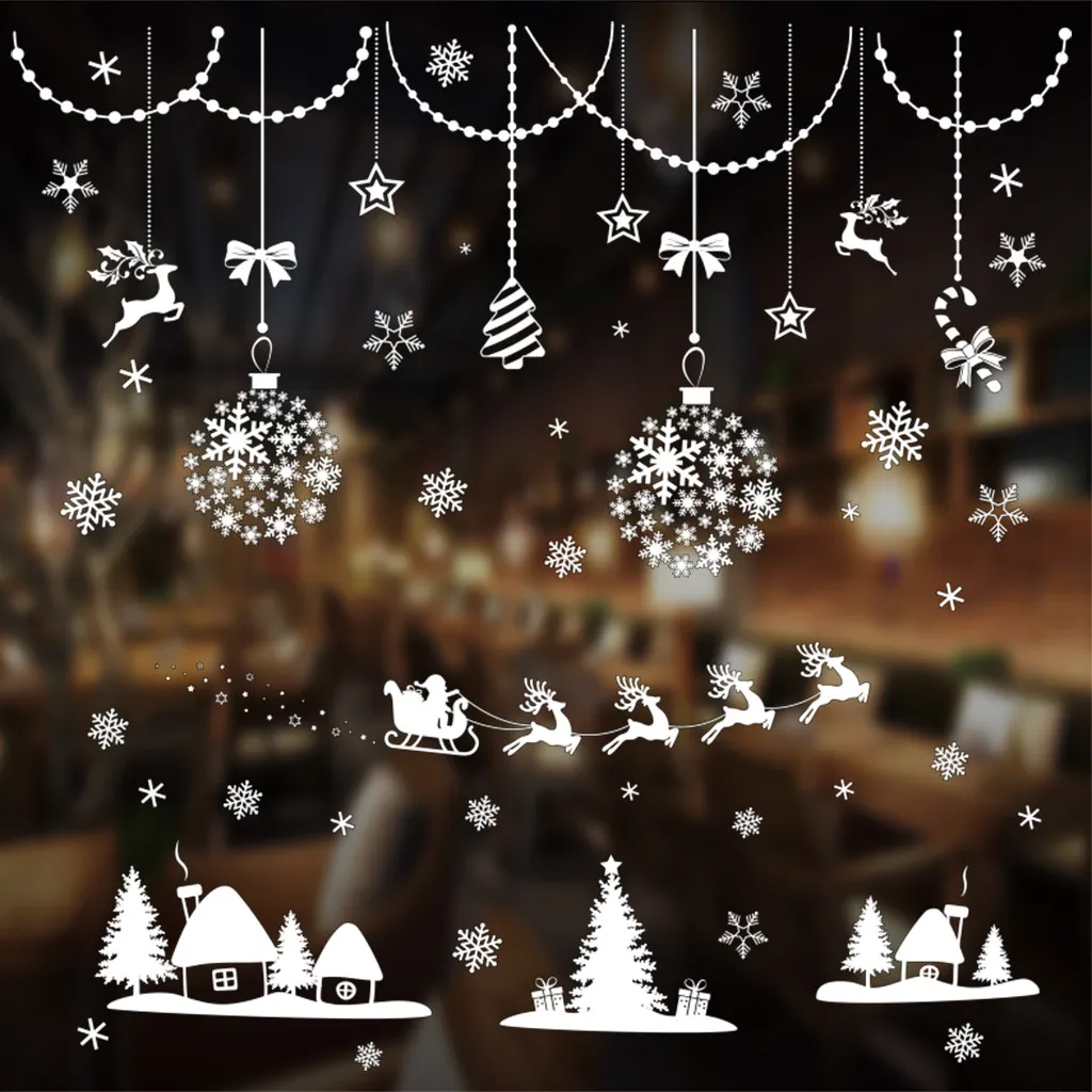 Счастливого Рождества окно стены декоративный стикер рождественские украшения