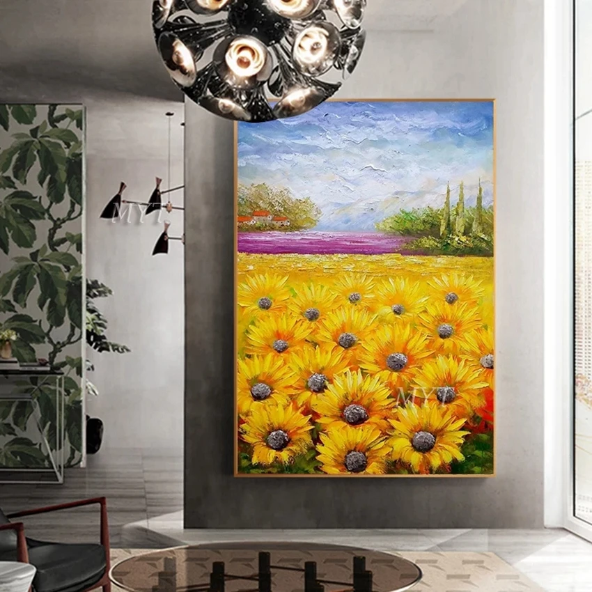 

Sunflower Field Abstract Oil Painting Wall Art Home Decor Picture Modern Oil Painting On Canvas 100% Handpainted No Framed