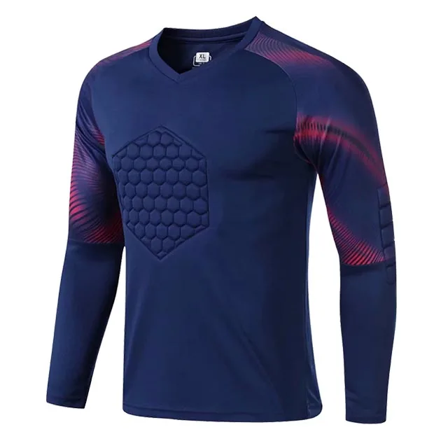navy Long sleeve Мужские Вратарские футбольные майки, наборы, футбольные Вратарские Вратари, трикотажные штаны, футбольные регби, трикотажные изделия, форма вратаря - Цвет: navy Long sleeve
