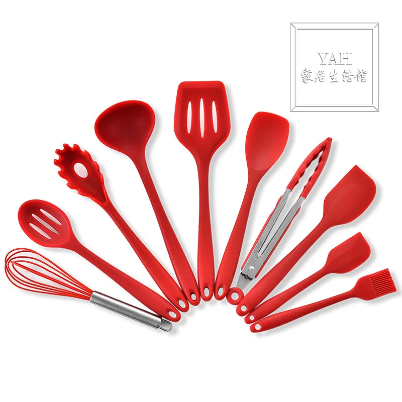 

Kitchenware Container Full Package Silicone Kitchenware Set Non-sticky Silicone Shovel Spoon Set of 10 Kitchen Tools