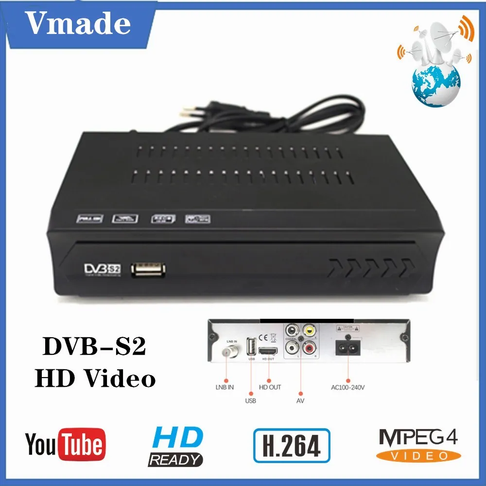 Vmade Full HD 1080P DVB-S2 спутниковый ресивер ТВ коробка DVB S2 тюнер рецептор MPEG4 Поддержка cccam IP tv IKS BISS Youtube телеприставка
