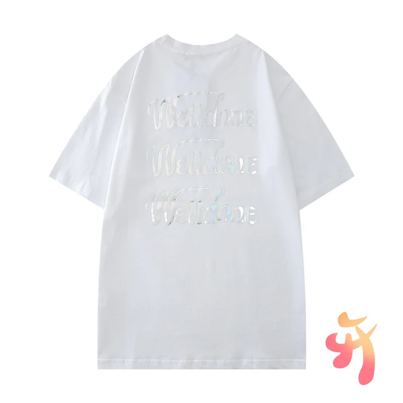 

Welldone Colorful Reflective T Shirts Men Women High Quality Loose Breathable T-shirt Welldone Summer Styel Casual Top Tees