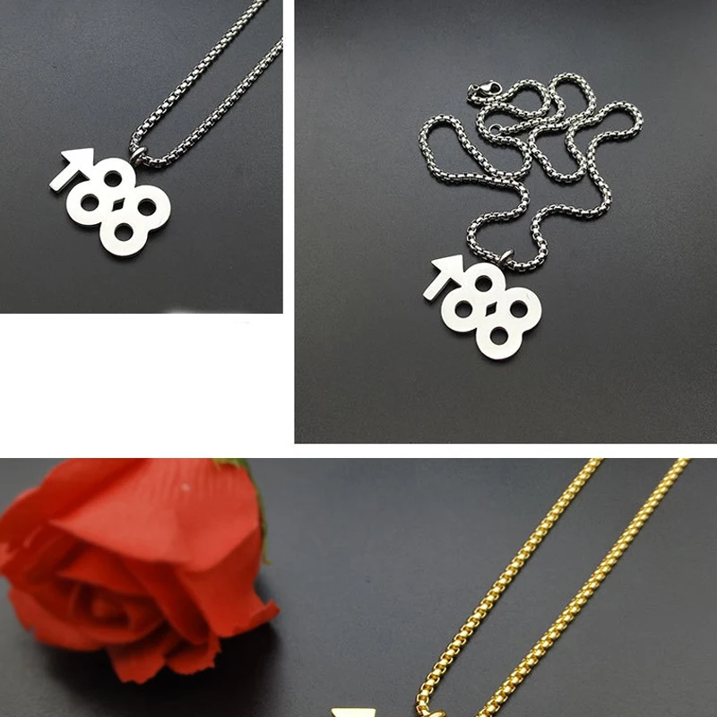 Мужские золотые ожерелья с подвеской в виде цифр нет цепочка из нержавеющей