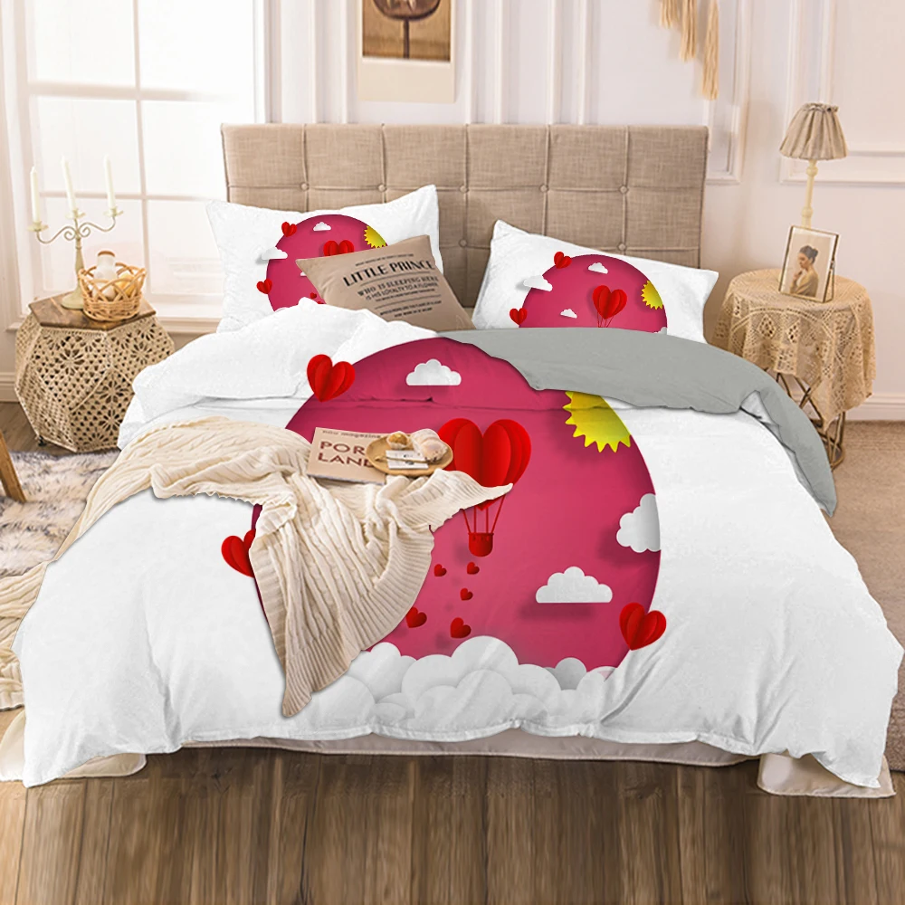 

Chinese Style Printed Bedding Set Sun Sunrise Single Twin Queen King Size Bedclothes For Homet Bedroom Arrogant Duvet Cover Set