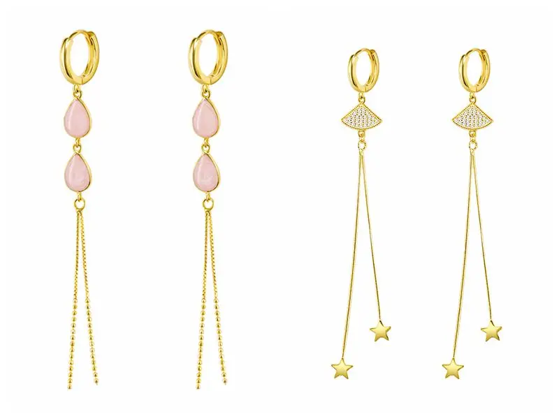 

925 Sterling Silver Water droplets and Star Long Tassel Drop Earring For Women Luxury Anniversary Party Fashion Fine Jewelry