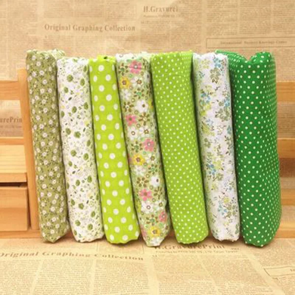 Green 7 шт./комплект, смешанные ткани, лоскуты, лоскуты, стеганое одеяло, ткань, предварительно срезанные жировые кварталы, хлопок, материал 25*25 см, комплект, новая ткань - Цвет: Green