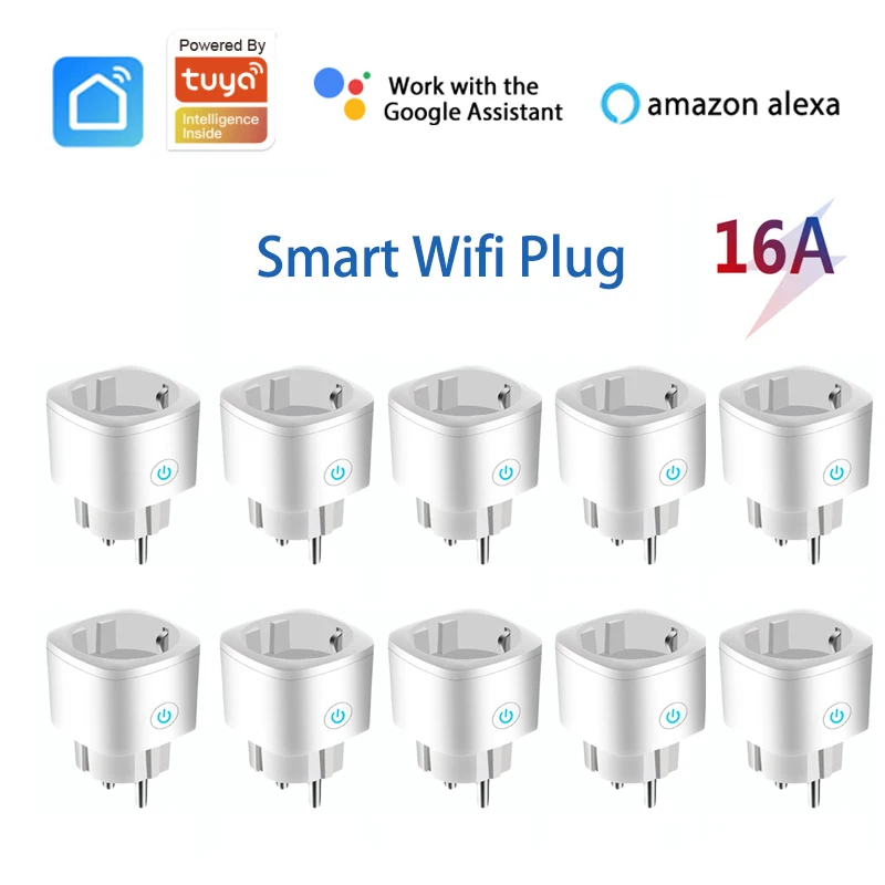 

1-8 PCS Tuya WiFi Socket EU FR Plug 16A Switch For Smart Life APP Automation Timer Outlet,Work with Alexa Google Home IFTTT