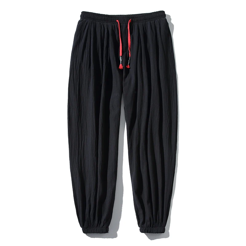 

High quality Men Harem Pants Joggers Solid Cotton Linen Baggy Chinese Style Pants Men Nice Casual Streetwear Trousers