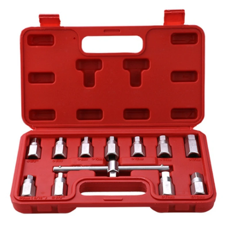 

12 Piece Set 4S Auto Repair Oil Pan Oil Drain Screw Socket Wrench 3/8 Oil Pan Screw Wrench Oil Drain Tool