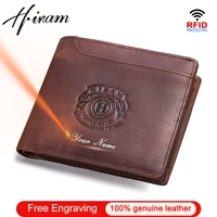 hiram 100 crazy horse leather wallet men short money bag vintage coin purse small card holder wallets leather male portfolio
