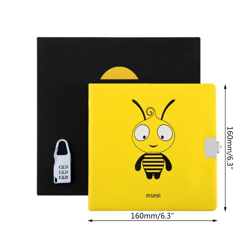 

A5 Diary Notebook with Password Lock Kawaii Bee Journal Notepad Agenda Planner Organizer School Travel Handbook