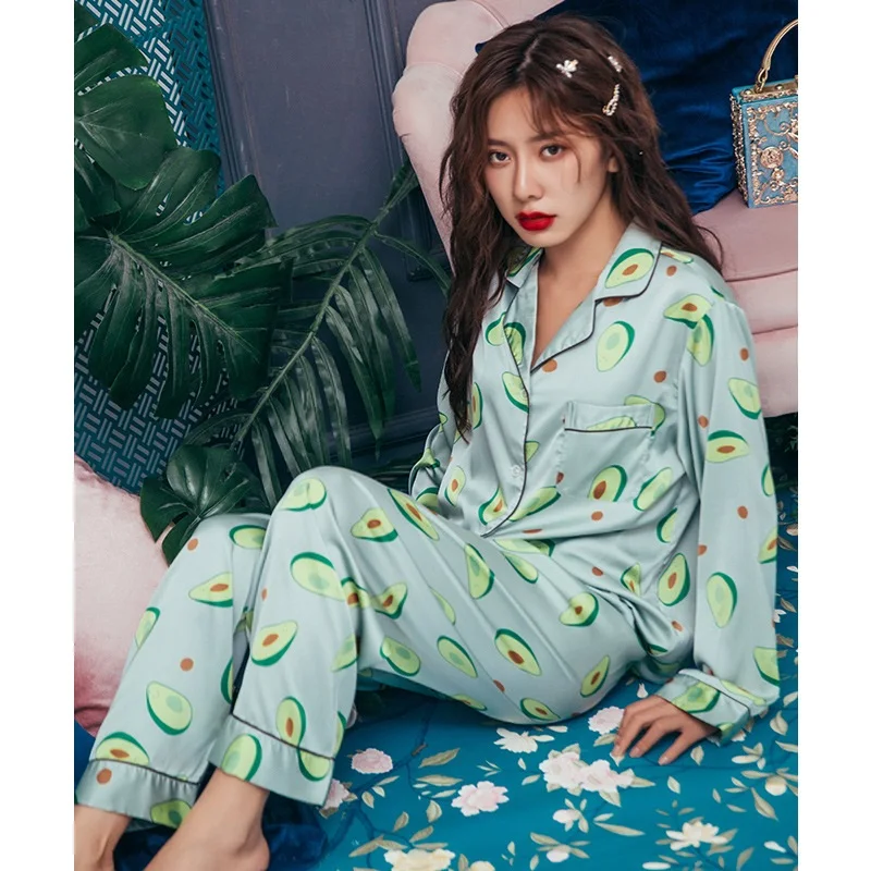 Осенняя женская пижама Smmoloa с длинным рукавом из натурального шелка | Женская