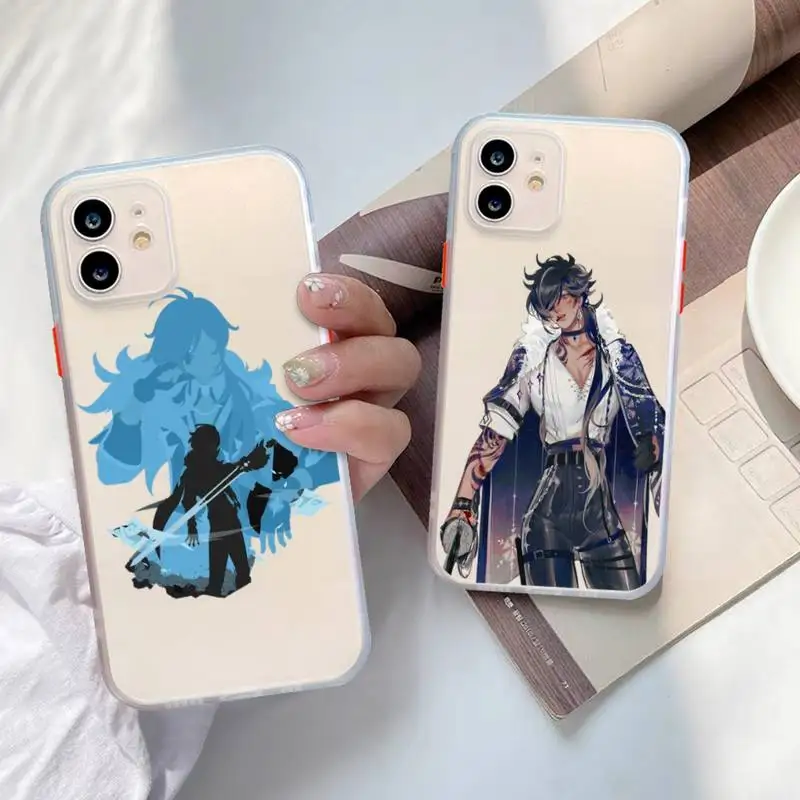 

Kaeya Genshin Impact Phone Case for iPhone X XR XS 7 8 Plus 11 12 13 pro MAX 13mini Translucent Matte Shockproof Case