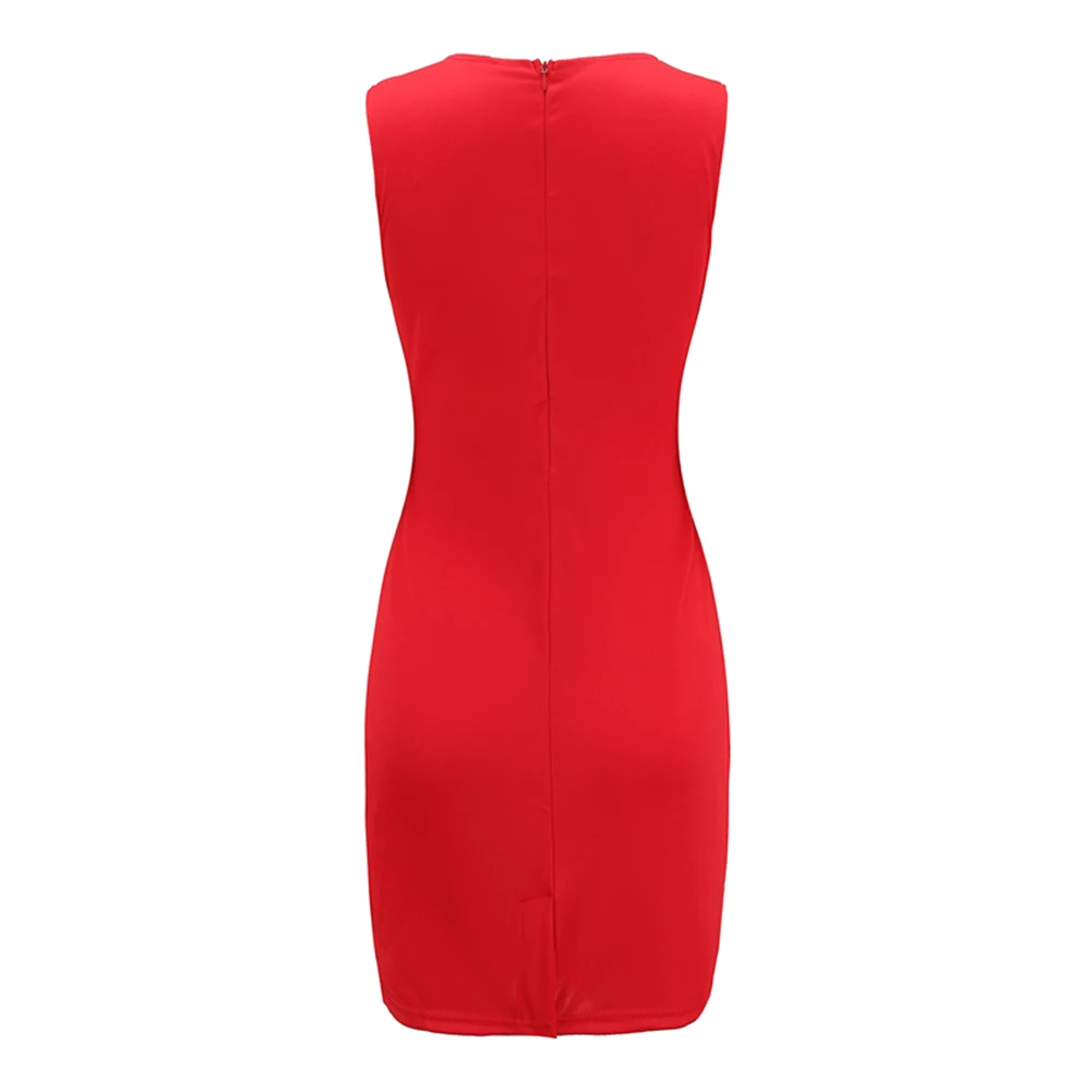 

Office Lady Solid Color Sleeveless Hollow O Neck Knee Length Slim Pencil Dress Party Wedding Elegant dress