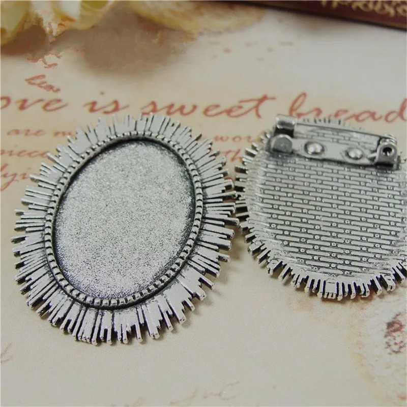 

20pcs/lot Antique Silver Pine Needles Brooches Pins 25*18MM Cameo Setting DIY Jewelry Crafts