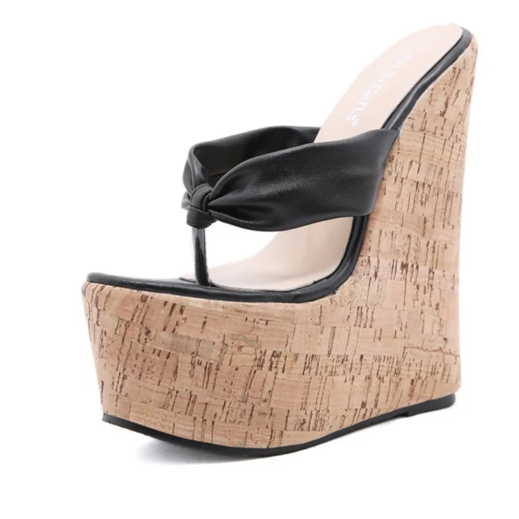 

2021 summer new style fashion flip high heeled women's shoes 42 slope heel sandals