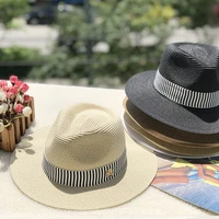spring and summer new womens straw hat panama white top hat sunshade hat travel sunscreen hat photo hat