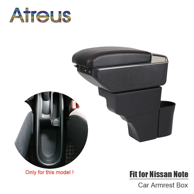 

For Nisan Note 2016 2017 2018 2019 armrest box USB Charging interface heighten central Store content box cup holder ashtray