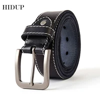 hidup mens top quality 100 solid cowskin men striped line cow genuine leather belt cowhide alloy pin buckle metal belts nwj296