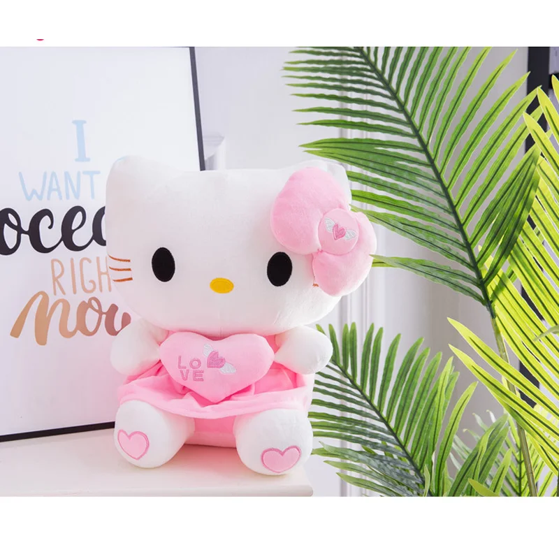 Kawaii кошка Hello Kitty Плюшевая Кукла Мягкие животные игрушки подушка с сердцем для