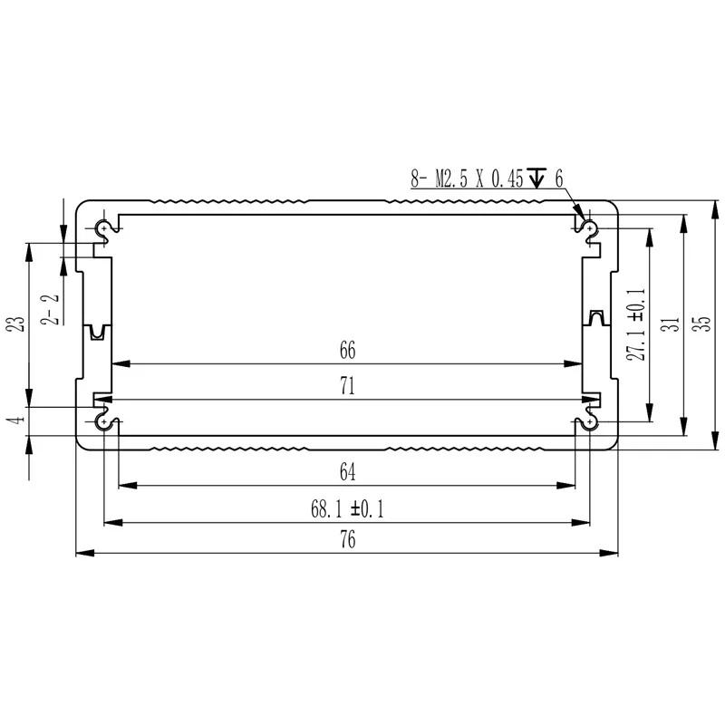 H08 76W35H/2 99 ''x 1 38'' алюминиевый экструзионный распределительный ящик корпус
