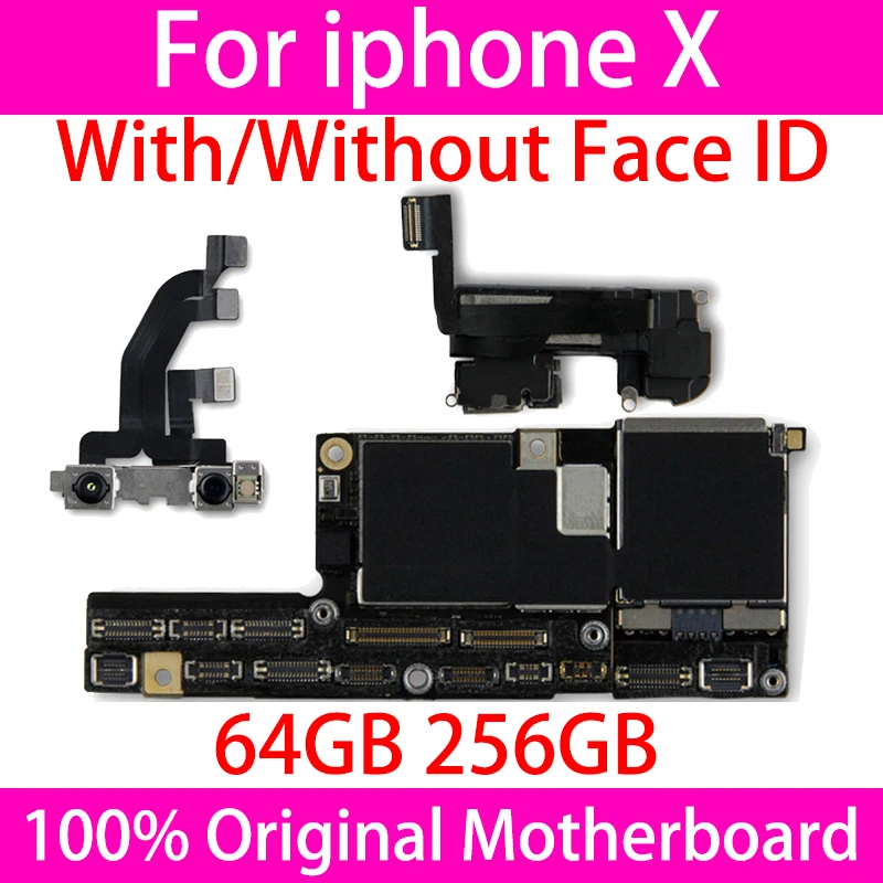 

Original Mainboard For iPhone X Without/With Face ID Unlocked Full Chips For iPhone X motherboard With System Update 64GB 256G