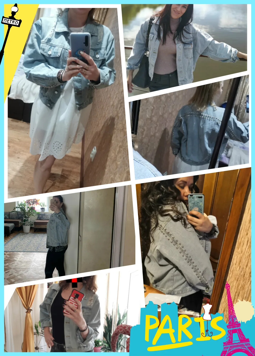 Женская джинсовая куртка с заклепками белая свободная рваная размеры до 5XL |