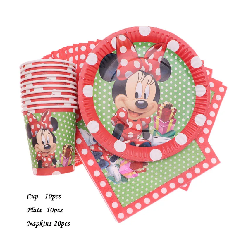 Minnie40pcs 40 шт./лот одноразовая посуда чашки пластины салфетки мерцание и Блеск День рождения Свадебные украшения принадлежности для детского душа - Цвет: Minnie40pcs