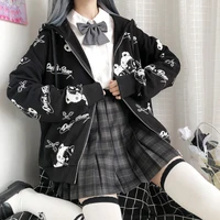 dropshipping gothic sweatshirt women harajuku streetwear goth hoodies women anime teens sweatshirt oversized tops zip up hoodie