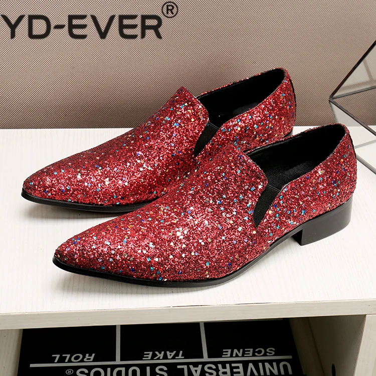 Дизайнерская обувь Роскошная коллекция 2019 года красные блестки мужские