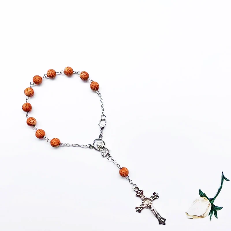 Крест Бусы ручной работы Иисуса Мэри бусы сердце икона милости Религиозный