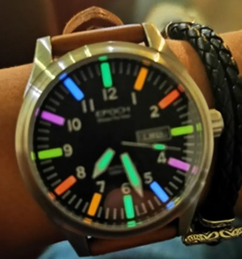 Купить Часы EPOCH Tritium T100, Радужный светильник, Мужские автоматические механические часы, Япония, топ, движение, мужские часы T 21Jewels Sapphire WR100M, военные ч...