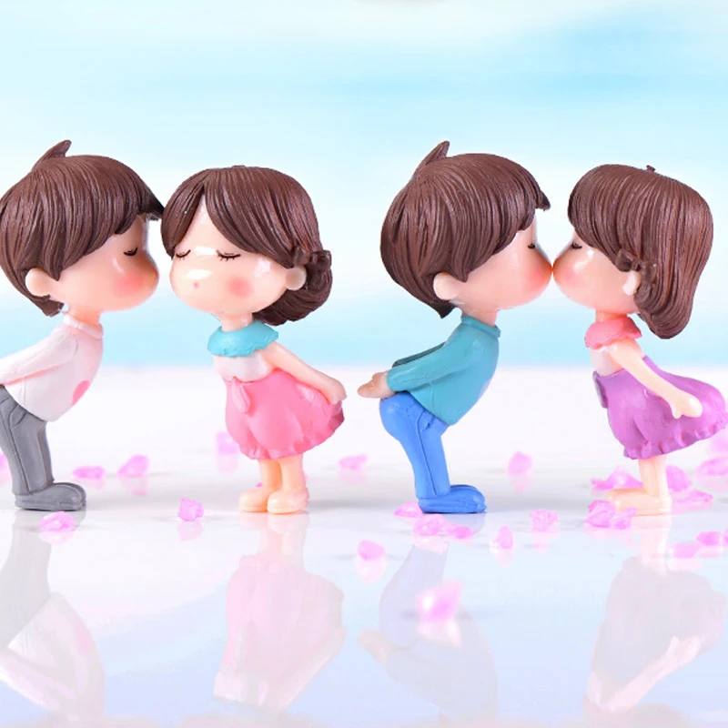 2 шт. поцелуй влюбленных куклы небольшие украшения ручной работы микро Пейзаж ПВХ