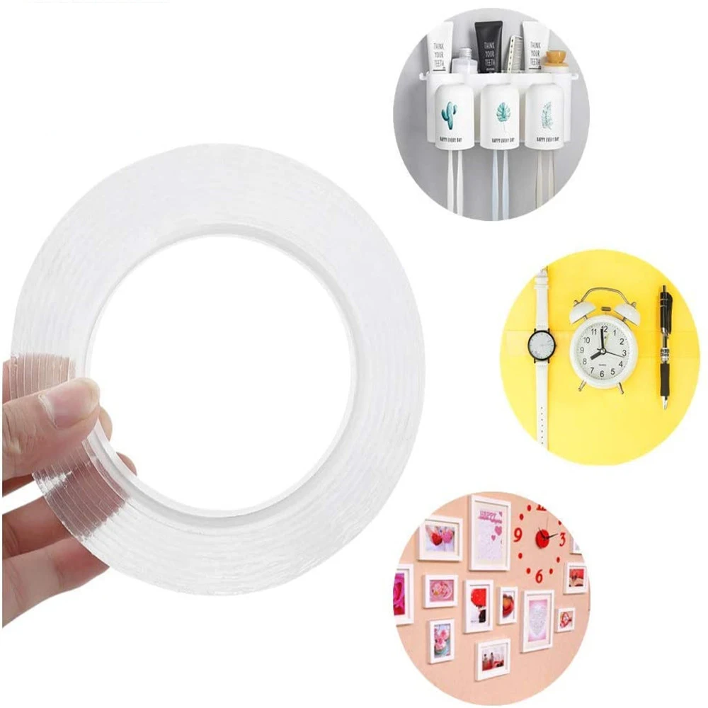 

1/2mm Nano Double-sided Tape Heavy Duty (stronger Adhesion) Transparent Removable Mounting Tape for Wall Mounting Washable