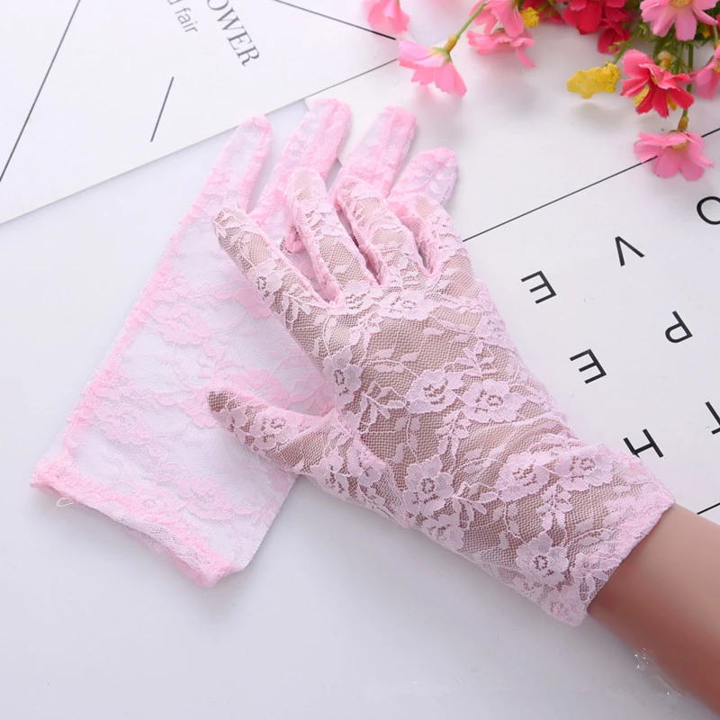 Перчатки женские солнцезащитные кружевные модные пикантные митенки с закрытыми