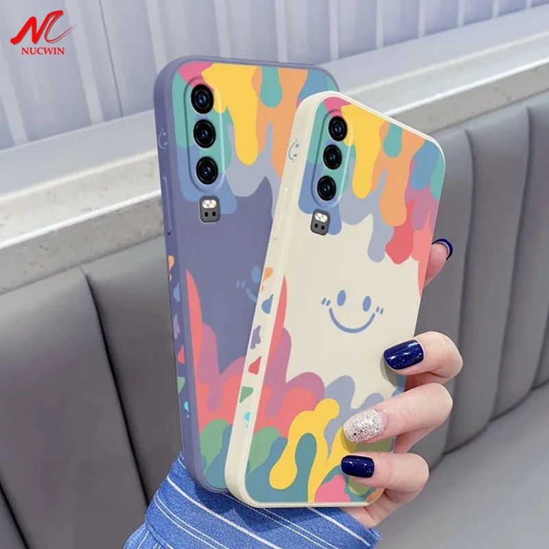 

Summer Ice Cream Silme Face Case for Huawei P30 Pro P40 P20 Lite Nova 5T Honor 20 30 8X 9X Mate 20 30 40 Square Silicone Cover
