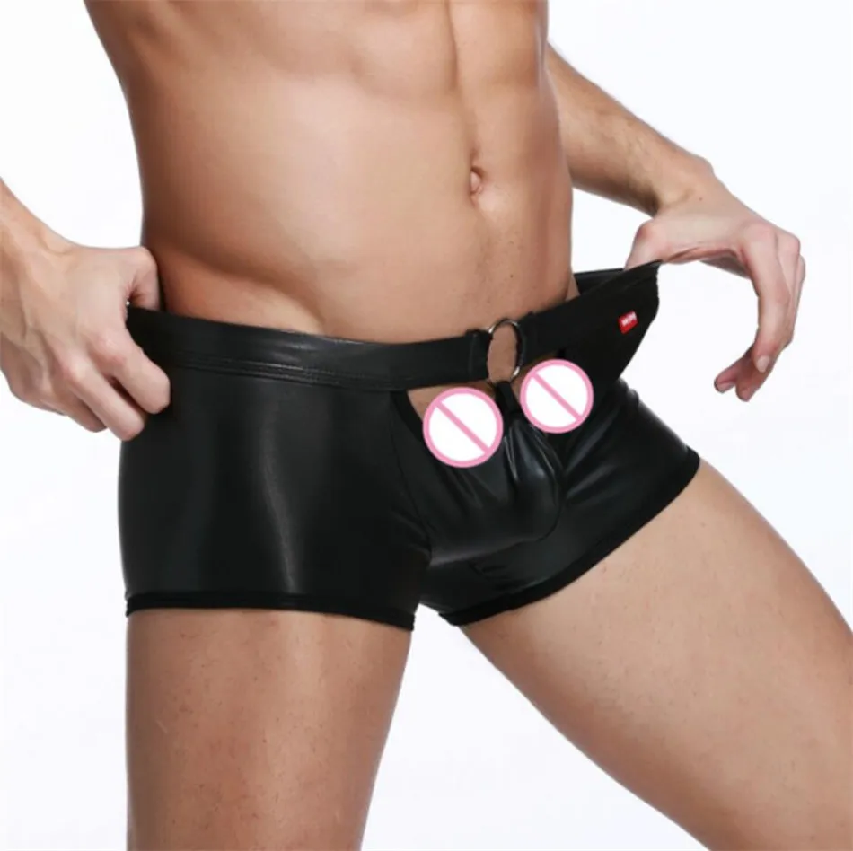 Металлическое кольцо Для мужчин s сексуальные трусы боксеры с багажник чехол