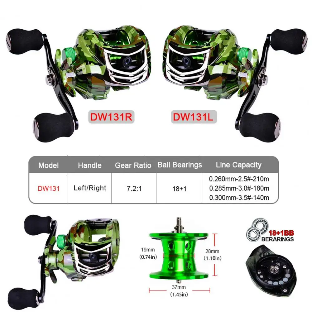 2021 new Metal Spool Baitcasting Reel 7.2:1 High Speed Gear Ratio18+1 BBs  fishing wheel Fishing Reel Fishing Send Gift Line