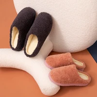 2021 winter cotton hairy slippers home indoor couples warm flat shoes soft plush faux fur slides women furry platform slippers